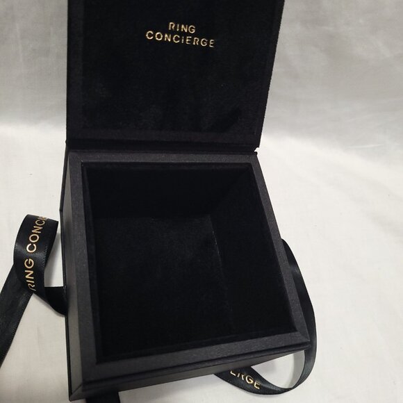 Ring Concierge Bracelet Box Black Empty Magnetic Attached Ribbon Pillow Logo - Picture 9 of 14